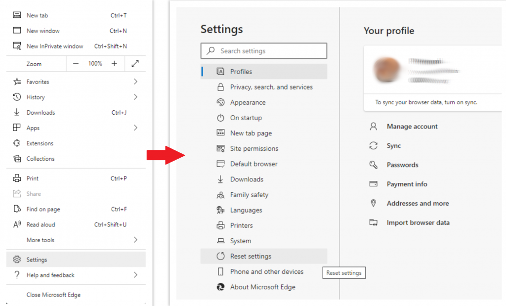 Reset Edge Browser - step 1