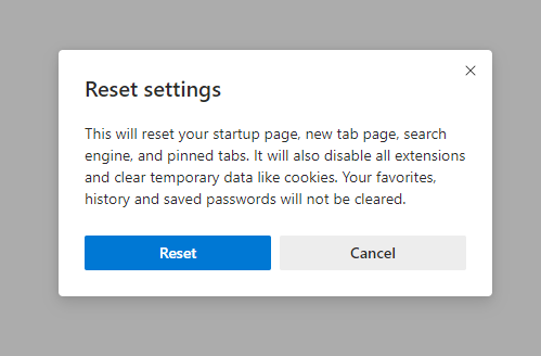 Reset Edge Browser - step 2